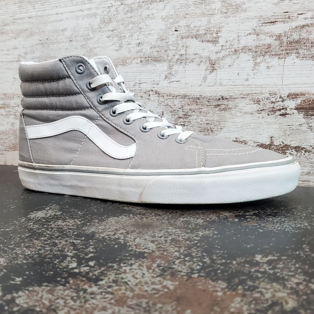 Mens Vans Sk8 Hi Top Shoes Sz 10 Gray Canvas
